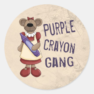 Pegatina Redonda Púrpura banda de Crayon