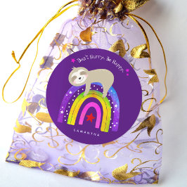 Pegatina Redonda Púrpura de arcoiris espumoso no se apresuren a ser