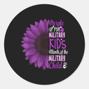 Pegatina Redonda Púrpura De Girasol Para Niños Militares Chi Milita