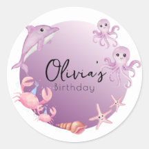 Púrpura delfín y cumpleaños de medusas