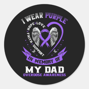 Pegatina Redonda Púrpura En Memoria De La Conciencia Sobre La Sobre
