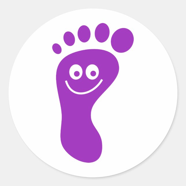 Pegatina Redonda Púrpura Feliz (Anverso)