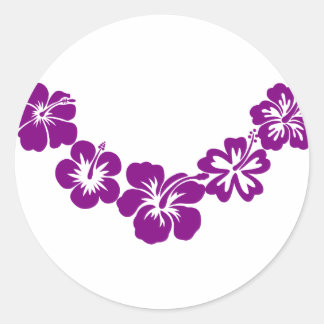 Pegatina Redonda Púrpura hibiscus leis
