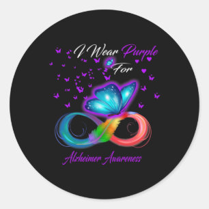 Pegatina Redonda Púrpura Para Concienciación Sobre El Alzheimerheim