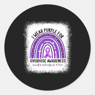 Pegatina Redonda Púrpura Para Concienciación Sobre La Sobredosis Bo