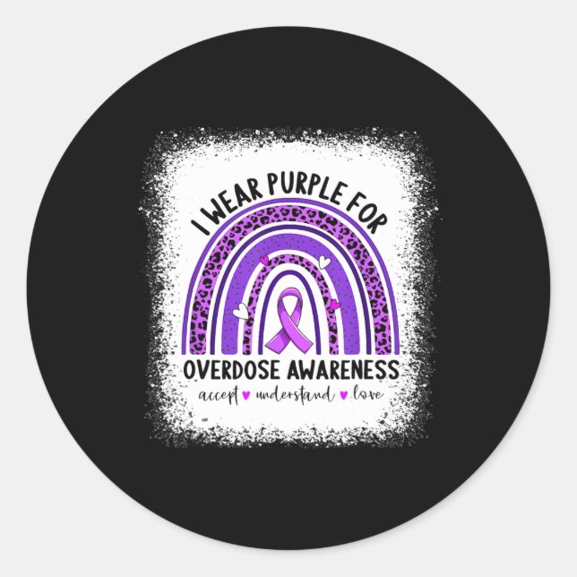 Pegatina Redonda Púrpura Para Concienciación Sobre La Sobredosis Bo (Anverso)