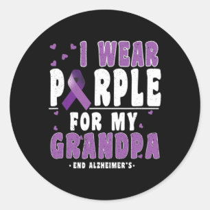 Pegatina Redonda Púrpura Para El Abuelo Alzheimerheimer Heimers Awa