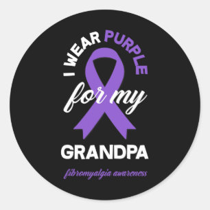 Pegatina Redonda Púrpura Para Mi Abuelo Fibromialgia Conciencia