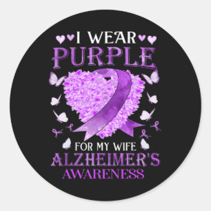 Pegatina Redonda Púrpura Para Mi Esposa Alzheimerheimer Conciencia
