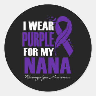 Pegatina Redonda Púrpura Para Mi Fea De Conciencia De Nana Fibromia