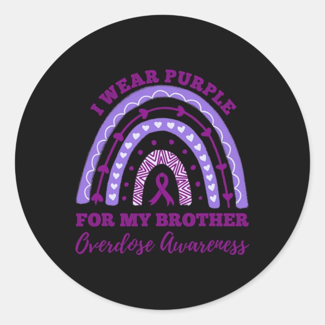 Pegatina Redonda Púrpura Para Mi Hermano Sobredosificación Lluvia D (Anverso)