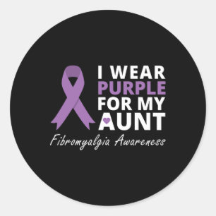 Pegatina Redonda Púrpura Para Mi Tía Fibromialgia Conciencia