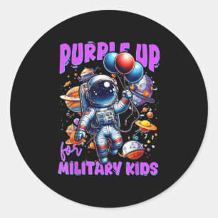 Pegatina Redonda Púrpura Para Niños Militares Mes A