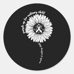 Pegatina Redonda Púrpura Para Niños Militares Mes De Militar