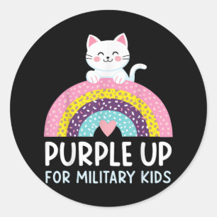 Pegatina Redonda Púrpura Para Niños Militares Mes Niño Militar R
