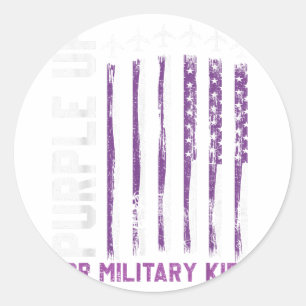 Pegatina Redonda Púrpura Para Niños Militares Mes U