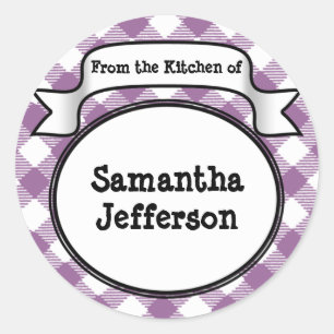 Pegatina Redonda Púrpura personalizado de la cocina de Jar o etique