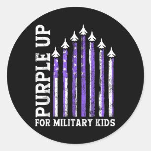 Pegatina Redonda Púrpura Por Mes De Niños Militares