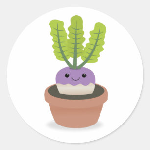 Pegatina Redonda Púrpura Príncipe Turnip