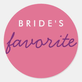 Pegatina Redonda Púrpura rosa favorito de novia personalizada
