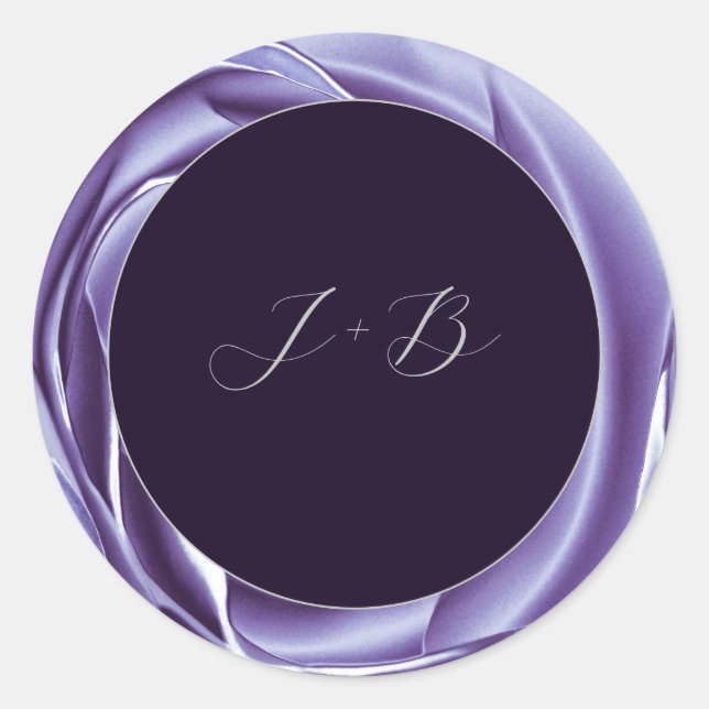 Pegatina redonda púrpura rosa metálico (Anverso)