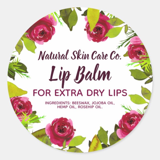 Pegatina Redonda Púrpura Y Foliage Láminas De Bálsamo (Anverso)