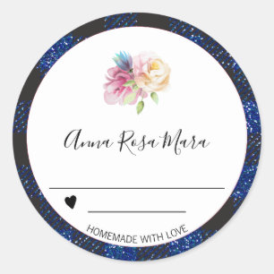 Pegatina Redonda *~* Purpurina AP30 Buffalo Gingham Canning Homemad