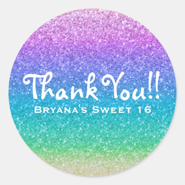 Pegatina Redonda Purpurina arcoiris esparcen a Personalizado del pa (Anverso)