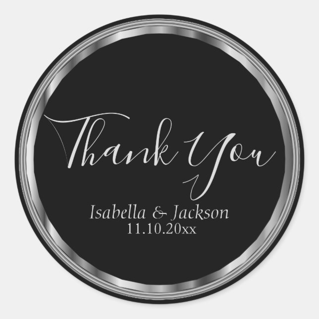 Pegatina Redonda Purpurina azul marino y plata (Anverso)