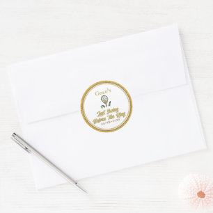 Pegatina Redonda Purpurina Bachelorette Party Golfing Gold