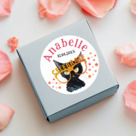 Pegatina Redonda Purpurina de agua del gato rojo de Guay Girly Blac