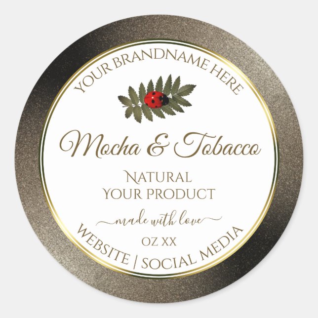 Pegatina Redonda Purpurina de antracita Ladybug Blanco (Anverso)