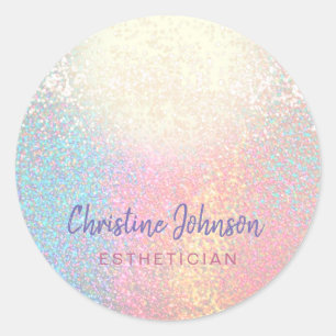 Pegatina Redonda purpurina de arcoiris chismoso