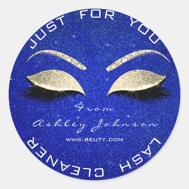Pegatina Redonda Purpurina de belleza Cobalt Blue Lash Cleaner (Anverso)