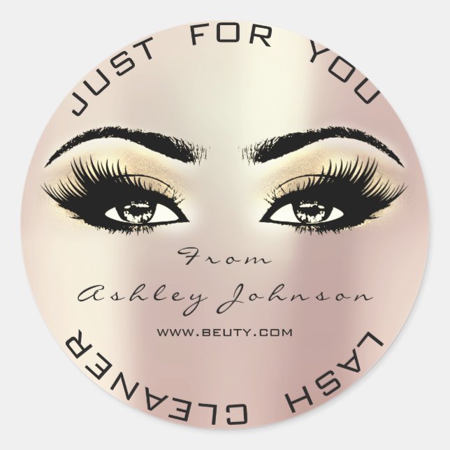 Pegatina Redonda Purpurina de belleza de Champaign Coral Lash Limpi (Anverso)