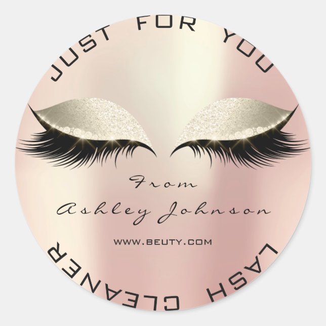 Pegatina Redonda Purpurina de belleza rosa Ivory Lash Limpiador de  (Anverso)