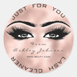 Pegatina Redonda Purpurina De Belleza Rosa Rosa Lash Limpiador De M