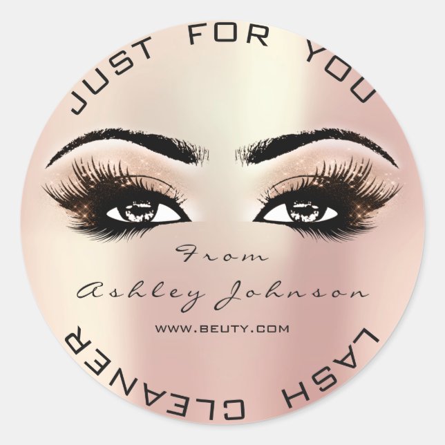 Pegatina Redonda Purpurina De Belleza Rosa Rosa Peach Lash Limpiado (Anverso)