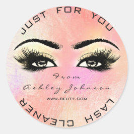 Pegatina Redonda Purpurina De Belleza Rosa Rosa Peach Lash Limpiado