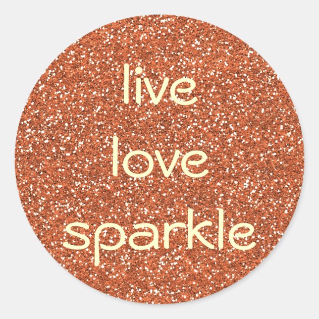 Pegatina Redonda Purpurina de bronce viva Love Sparkle (Anverso)