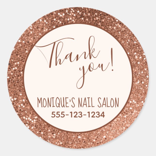 Pegatina Redonda Purpurina de Chocolate Personalizada (Anverso)