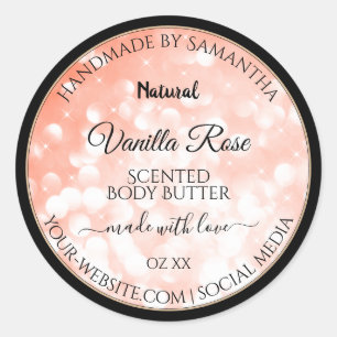 Pegatina Redonda Purpurina de coral rosado moderno Etiquetas de emb