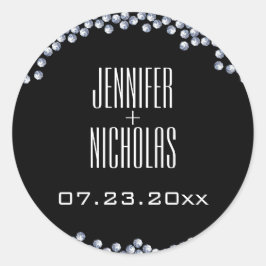 Pegatina Redonda Purpurina de diamantes Boda moderno