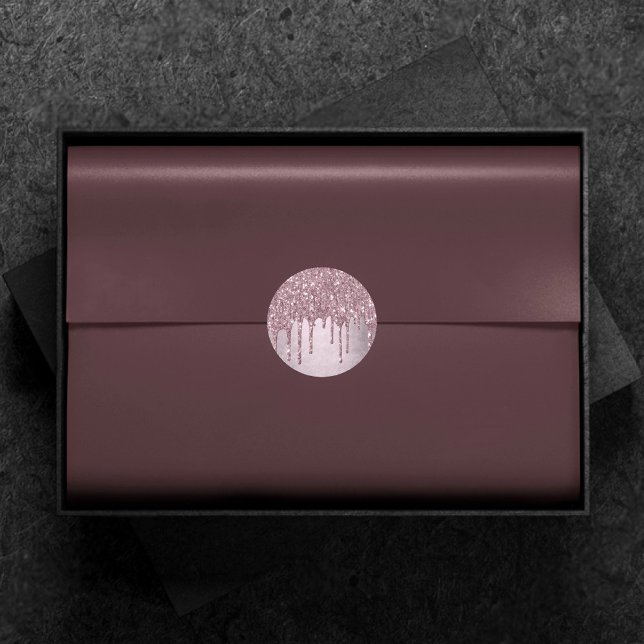 Pegatina Redonda Purpurina de gota | Dusty Melaza Rosa Shimmer (Subido por el creador)