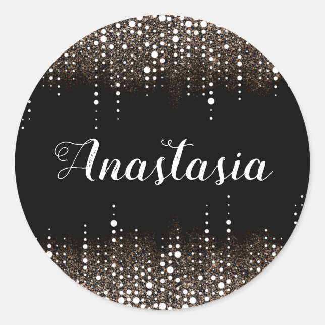 Pegatina Redonda Purpurina de goteo Lluvia Secuencias Doradas Espar (Anverso)