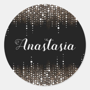 Pegatina Redonda Purpurina de goteo Lluvia Secuencias Doradas Espar