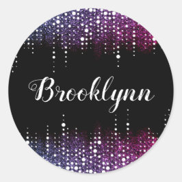 Pegatina Redonda Purpurina de goteo Lluvia Secuencias púrpura Espar