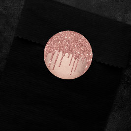 Pegatina Redonda Purpurina de goteo | Naranja Terra Cotta Coral