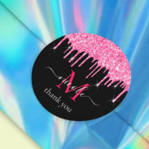 Purpurina de goteo rosado caliente + Monograma neg