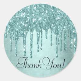 Pegatina Redonda Purpurina de la Fábrica de la Moneda | Aqua Verde